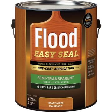 Flood Easy Seal Semi-Transparent Premium Oil-Based Wood Finish and Sealer, Mahogany, 1 Gal.