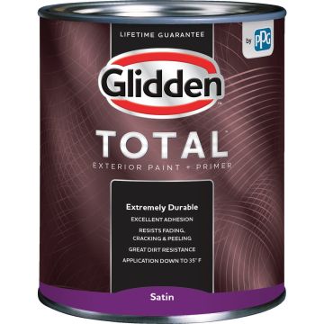 Glidden Total Exterior Paint + Primer Satin Ultra Deep Base Quart