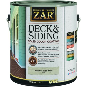 ZAR Solid Deck & Siding Coating, Medium Tint Base, 1 Gal.
