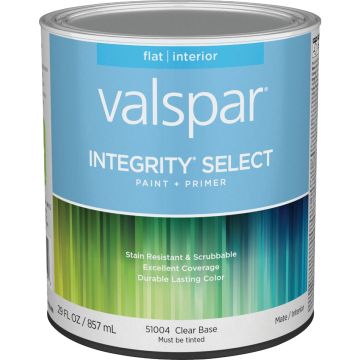 Valspar Integrity Select Paint & Primer Flat Interior Paint, Clear Base, 1 Qt.