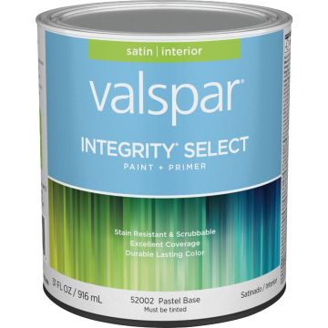 Valspar Integrity Select Paint & Primer Satin Interior Paint, Pastel Base, 1 Qt.