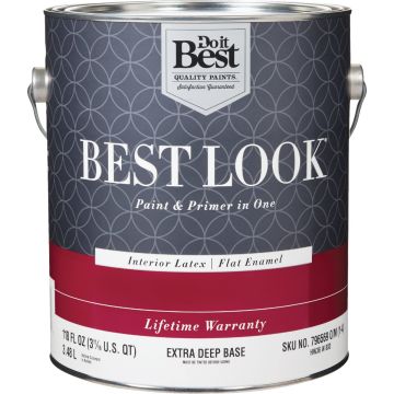 Best Look Latex Premium Paint & Primer In One Flat Enamel Interior Wall Paint, Extra Deep Base, 1 Gal.