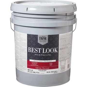 Best Look Latex Premium Paint & Primer In One Flat Enamel Interior Wall Paint, Extra Deep Base, 5 Gal.