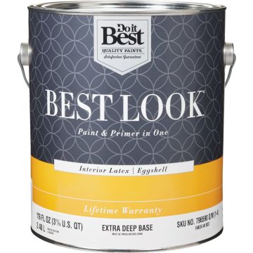 Best Look Latex Premium Paint & Primer In One Eggshell Interior Wall Paint, Extra Deep Base, 1 Gal.