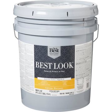 Best Look Latex Premium Paint & Primer In One Eggshell Interior Wall Paint, Extra Deep Base, 5 Gal.