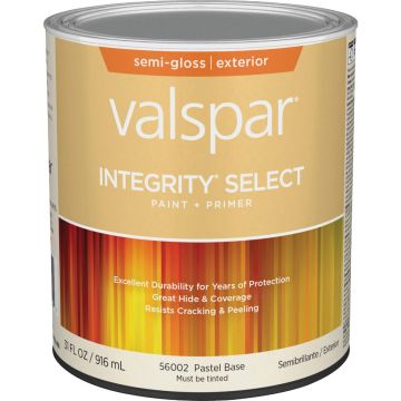 Valspar Integrity Select Semi-Gloss Paint & Primer Exterior Paint, Pastel Base, 1 Qt.