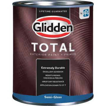 Glidden Total Exterior Paint + Primer Semi-Gloss Ultra Deep Base Quart