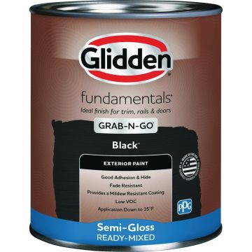 Glidden Fundamentals Exterior Grab-N-Go Black Semi Gloss Quart