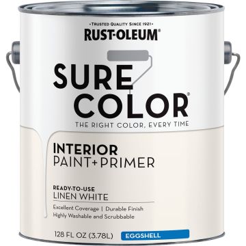 Rust-Oleum Sure Color Eggshell Linen White Interior Wall Paint and Primer, Gallon