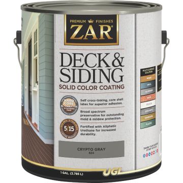 ZAR Solid Deck & Siding Coating, Crypto Gray, 1 Gal.