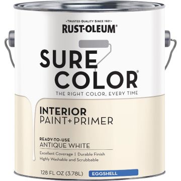 Rust-Oleum Sure Color Eggshell Antique White Interior Wall Paint and Primer, Gallon