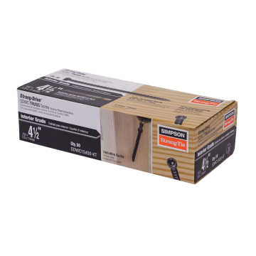 Image of Simpson Strong-Tie SDWC15450-KT Strong-Drive® SDWC® TRUSS Screw — .155 in. x 4-1/2 in. T30 6-Lobe E-coat®, Black (50-Qty) (Pack of 6)