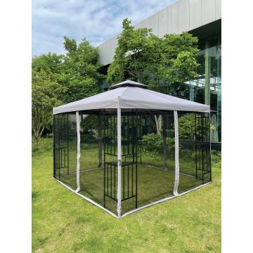Outdoor Expressions 13 Ft. x 13 Ft. Gray & Matte Black Steel Gazebo