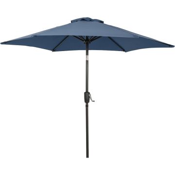 Outdoor Expressions 7.5 Ft. Aluminum Tilt/Crank Heather Blue Patio Umbrella
