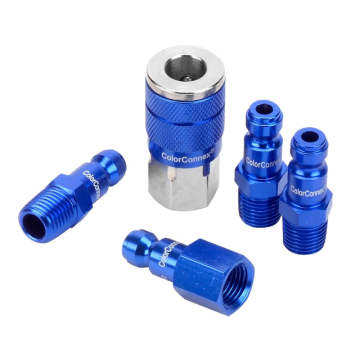 ColorConnex 1/4" Blue Coupler & 4 Plug Kit 