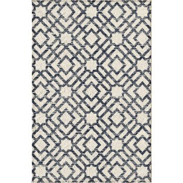 Backyard Bungalow Newell 6 Ft. 7 In. x 9 Ft. 6 In. Navy Geo Plush Outdoor Rug