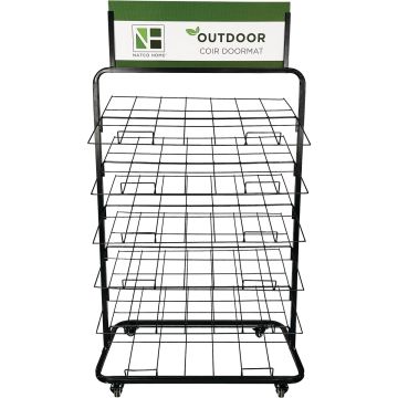 Natco Home 72 In. x 36 In. 6-Shelf Steel Black Doormat Display Rack