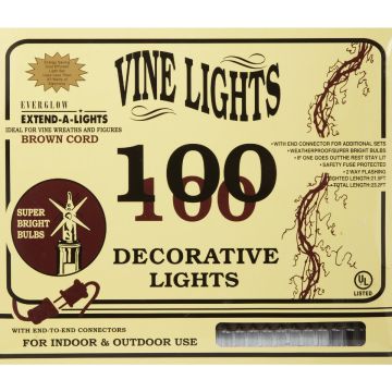 Home Impressions Clear 100-Bulb Mini Incandescent Vine Light Set with Brown Wire