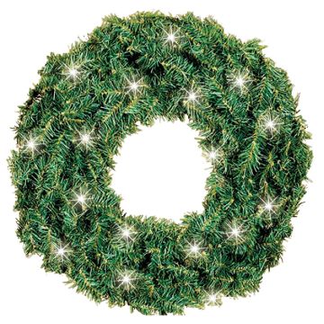 Gerson 24 In. 50-Bulb Clear Incandescent Canadian Pine Prelit Wreath