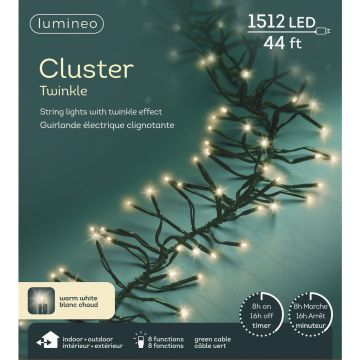 Lumineo 44 Ft. Warm White 8-Function LED Cluster Light Set