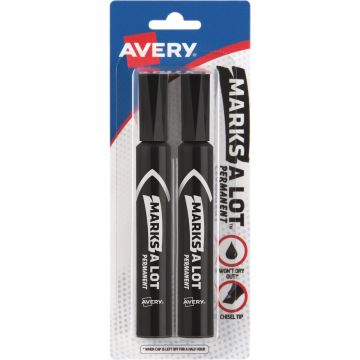 Marks-A-Lot Black Regular Chisel Tip Permanent Marker (2-Pack)