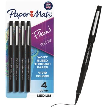 Paper Mate Flair Black Medium Point Felt Tip Pen (4-Pack)