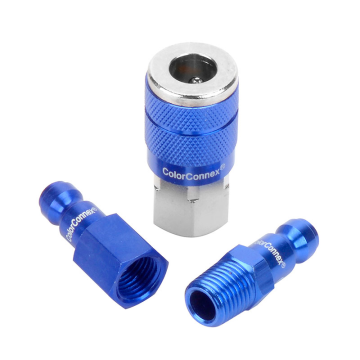ColorConnex 1/4" Blue Coupler & 2 Plug Kit 