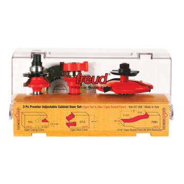 Freud 3 Piece Premier Adjustable Cabinet Bit Set