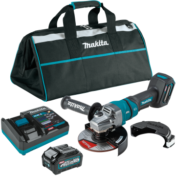 Makita 40V max XGT® Brushless Cordless 4‑1/2” / 6" Paddle Switch Angle Grinder Kit, with Electric Brake (4.0Ah)