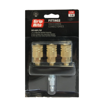 1/4" 3-Way Flat Pneumatic Manifold Splitter Grip-Rite