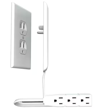 Sleek Socket 3-Outlet White Ultra-Thin Electrical Outlet Cover Power Strip with 3 Ft. Cord