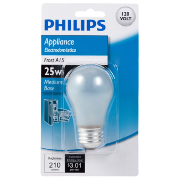 Philips 25W Frost Medium A15 Incandescent Appliance Light Bulb