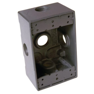 Bell Single Gang 1/2 In. 5-Outlet Gray Aluminum Weatherproof Outdoor Outlet Box