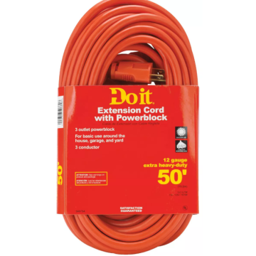 Do it 50 Ft. 12/3 Extension Cord with Powerblock