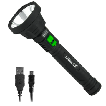 LitezAll Ultac2 LED 1000 Lm. Ultra-Lite Soft-Touch Tactical Rechargeable Flashlight