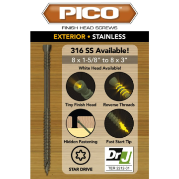8 X 2"Pico Ext Fnsh Wh Hd 1lb