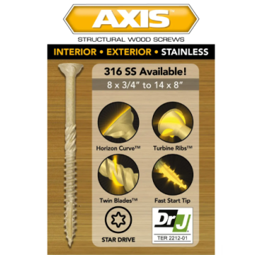 9 X 1-1/2"Axis Ext Ss Wood 1lb