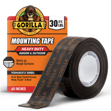 Gorilla 1 In. x 120 In. Black Heavy Duty Double-Sided Mounting Tape (60 Lb. Capacity)