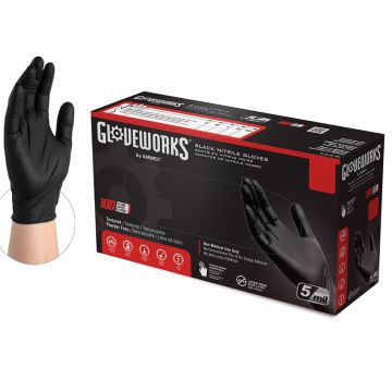 100 Pk Med Black Nitrile Glove