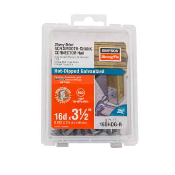 Image of Simpson Strong-Tie 16DHDG-R Strong-Drive® SCN SMOOTH-SHANK CONNECTOR Nail — 3-1/2 in. x 0.162 in. HDG (40-Qty) (Pack of 12)