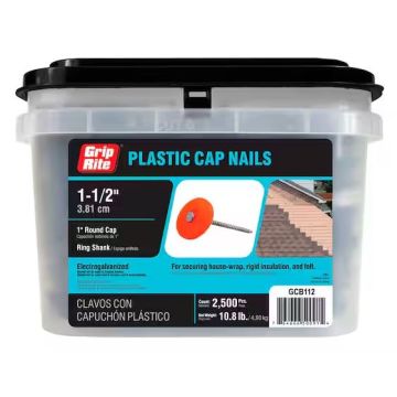 1-1/2" x 12GA Plastic Round Cap Roofing Nail 2,500-Pack