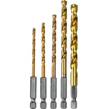 Makita 5 Pc. 1/4" Hex Shank Titanium Coated Drill Bit Set 