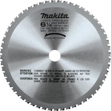 Makita 6‑1/4" 56T Carbide‑Tipped Ferrous Metal Thin Gauge Saw Blade, 