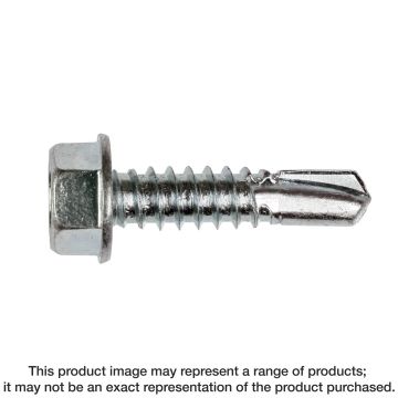 Image of Simpson Strong-Tie E1B1414R100 Self-Drilling E Metal Screw — #14 x 1 in. 3/8-Hex, Clear Zinc (100-Qty) (Pack of 800)