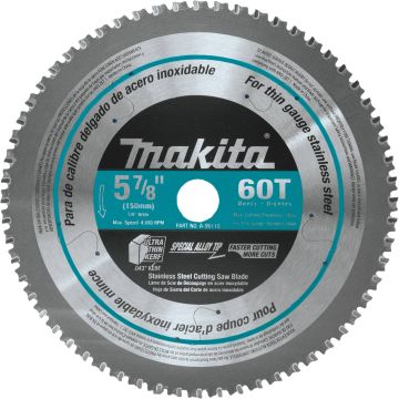Makita 5‑7/8" 60T Stainless Steel Carbide‑Tipped Saw Blade