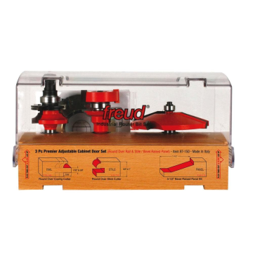 Freud 3 piece Premier Adjustable Cabinet Router Bit Set