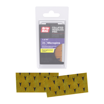 1-3/16" 23GA Electrogalvanized Collated Headless Micro Pin Nail 3000 Pack