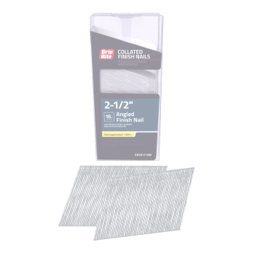 2-1/2" 16 GA Angled Strip Electrogalvanized Finish Nails 20 deg 1000-Pack Grip-Rite 
