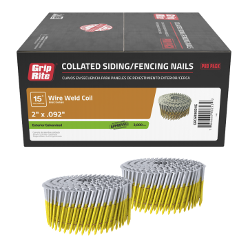 2" 15° Wire Hot Dipped Galvanized Exterior Ring Shank Siding Nails 3000-Pack
