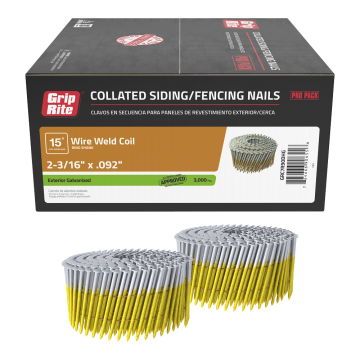 2-3/16" 15° Wire Hot Dipped Galvanized Exterior Ring Shank Siding Nails 3000-Pack